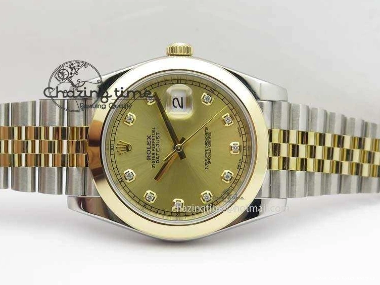 AAA Replica Watches A 3763 Colorful On 126333 Edition YG YG 1:1 Best YG Diamond Dial Jubilee SS Bracelet Wrapped 41mm Noob DateJust 0118